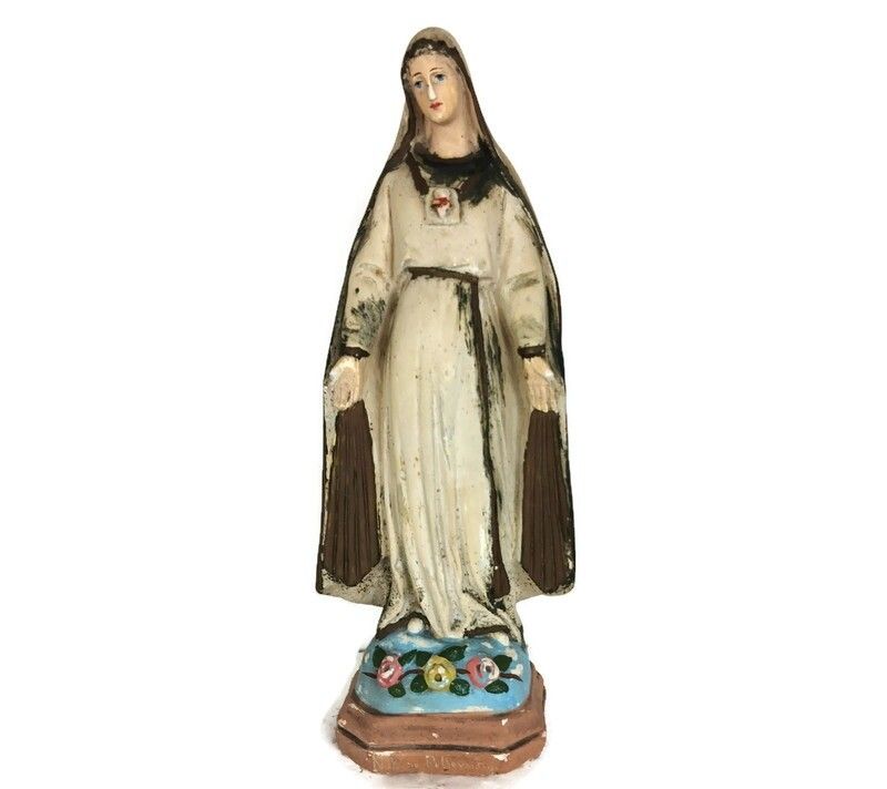 Statue Plaster Antique Notre Dame Pellevoisin Antique France Extremely Rare Coll
