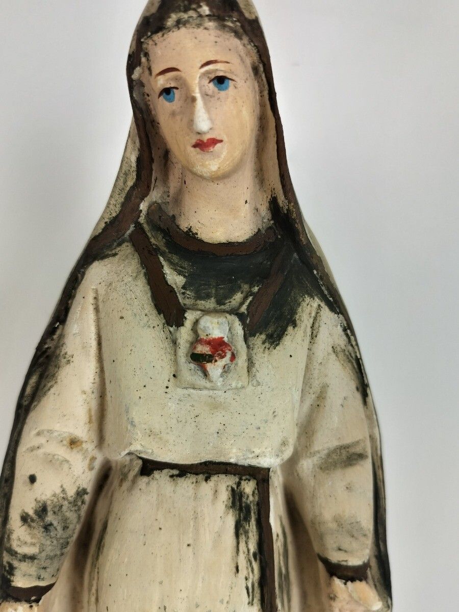 photo furniture Statue Plaster Antique Notre Dame Pellevoisin Antique France Extremely Rare Coll