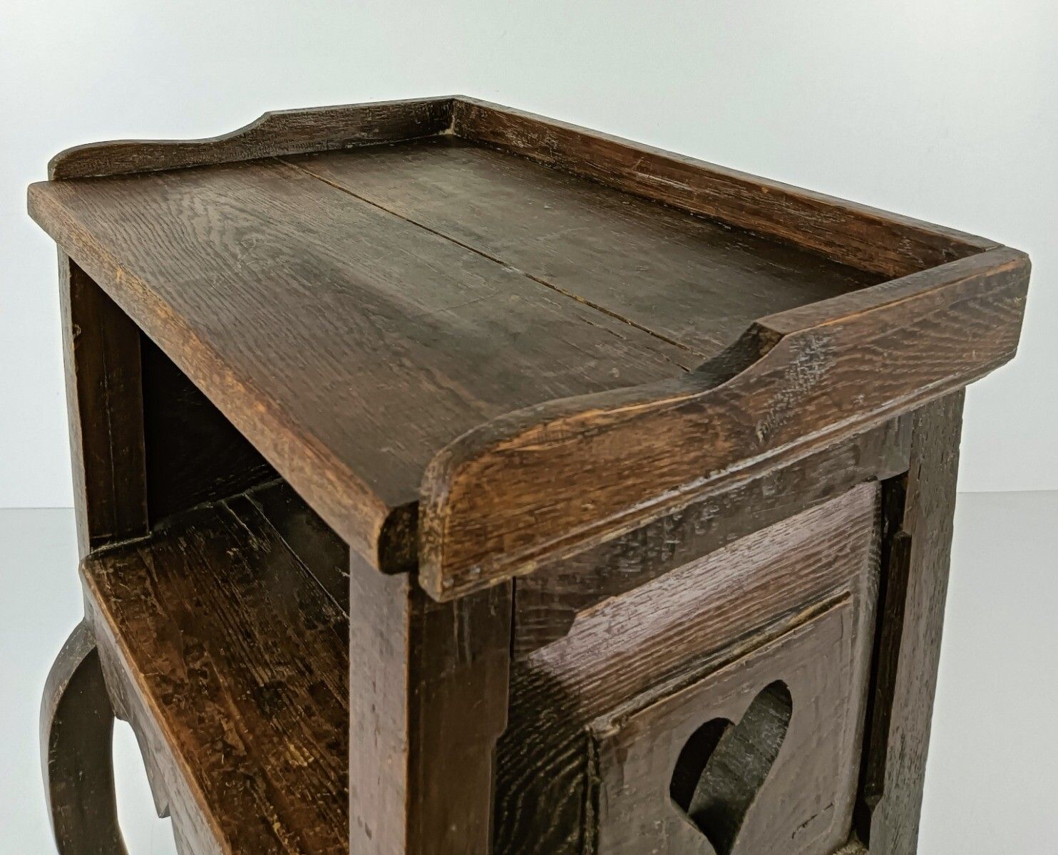 Antique French Country Bedside Table Nightstand 19th Century Heart Detail Carved photo vintage