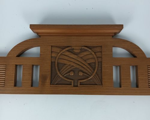 Large Antique Pediment Over Door Carved Wood Architectural Reclaimed Salvaged Ja photo vinterior