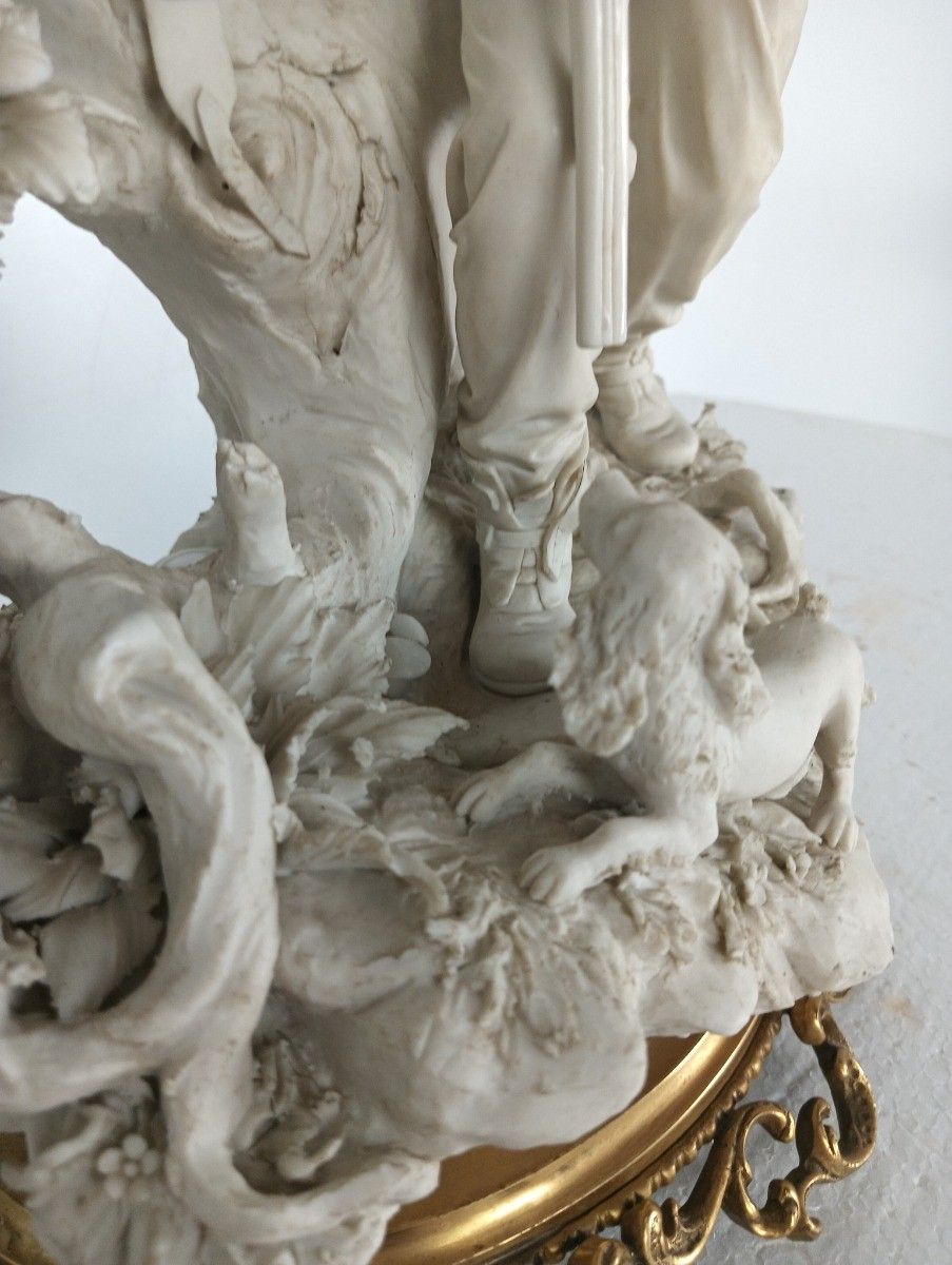 Large Group Figurine Porcelain White Hunt Italy Capodimonte Sandro Maggioni Vint photo vinterior