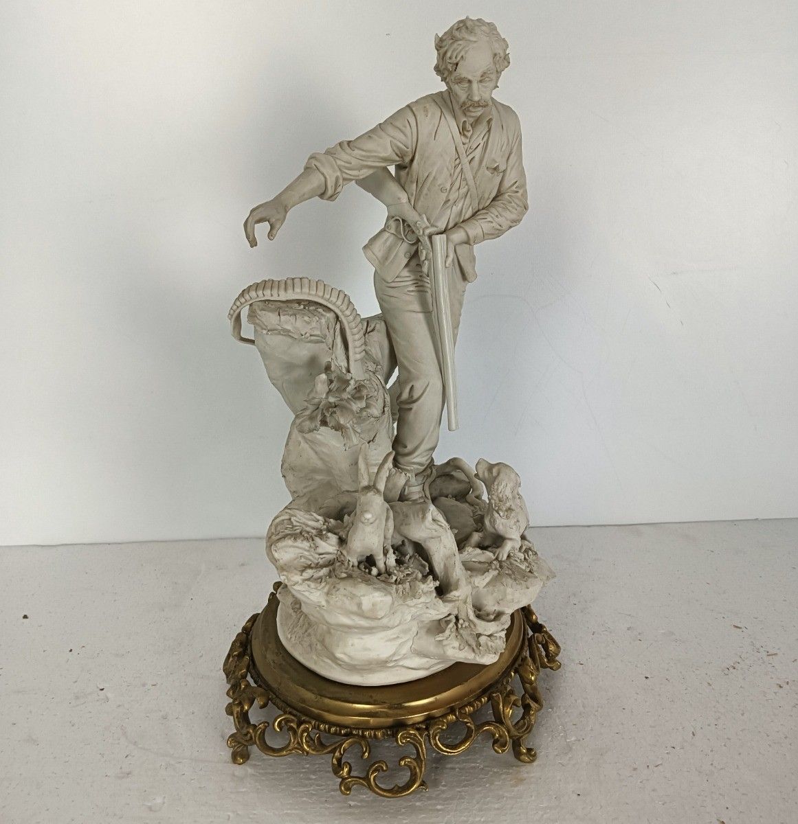 Large Group Figurine Porcelain White Hunt Italy Capodimonte Sandro Maggioni Vint photo vintage