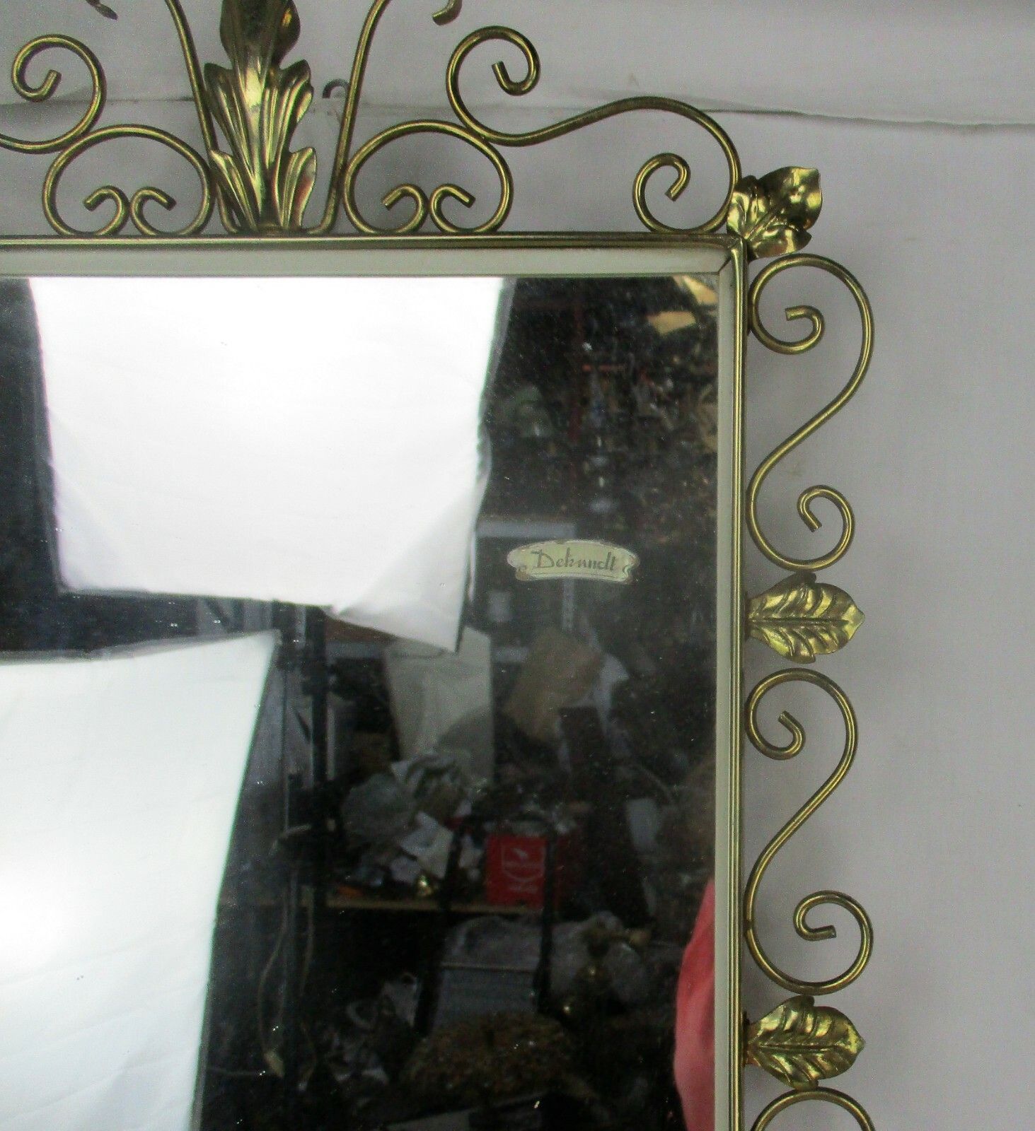 Maison Deknudt Demi Lune Console Top Brass Ornate Mirror Hollywood Regency Set photo for sale