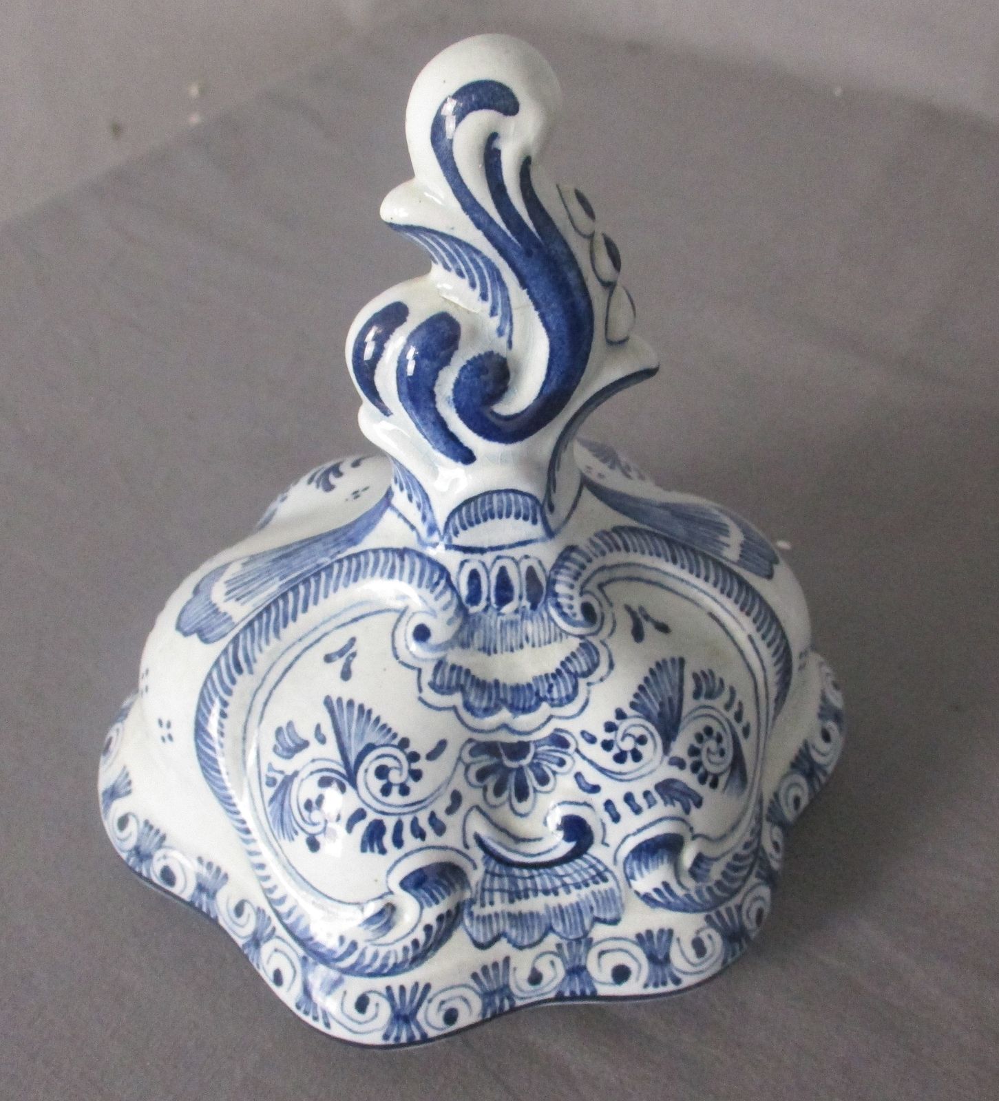 3 Pcs Delft Blue Pottery Garniture Set 2 Trumpet Vases Matching Covered Urn photo furniture