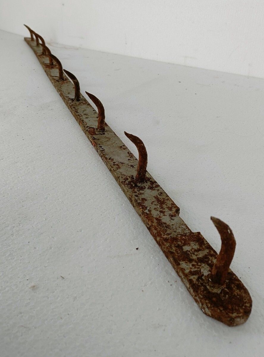 Xl Antique French Butcher Rack Iron  Hooks Primitive Industrial Kitchen Rustic photo 202.0