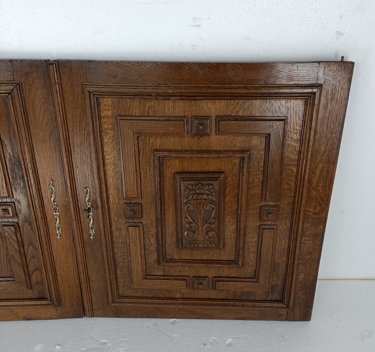 Pair Antique Hand Carved Oak Door Panels Reclaimed Architectural  Salvaged Wow photo furniture