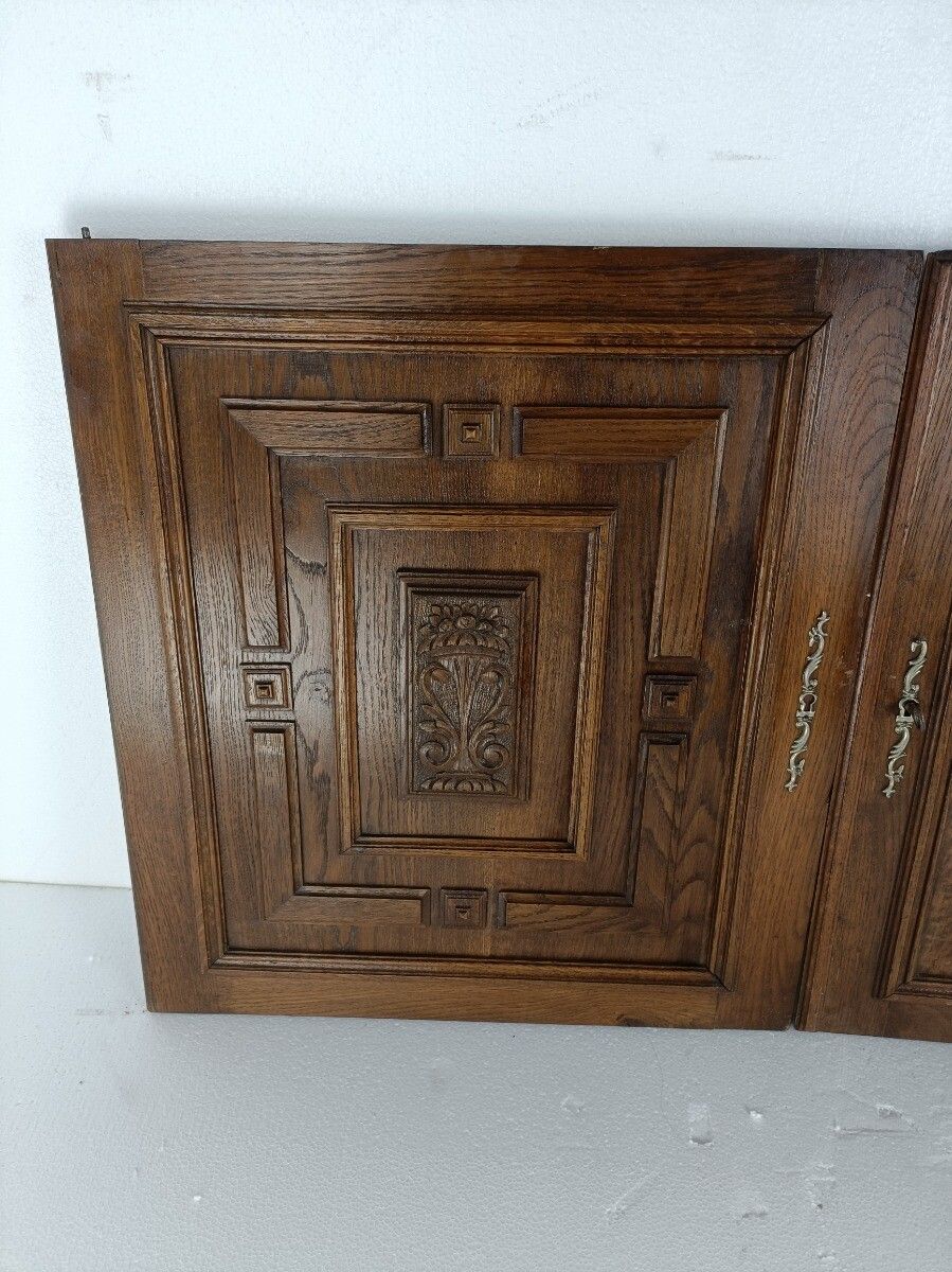 Pair Antique Hand Carved Oak Door Panels Reclaimed Architectural  Salvaged Wow photo Home Fixtures