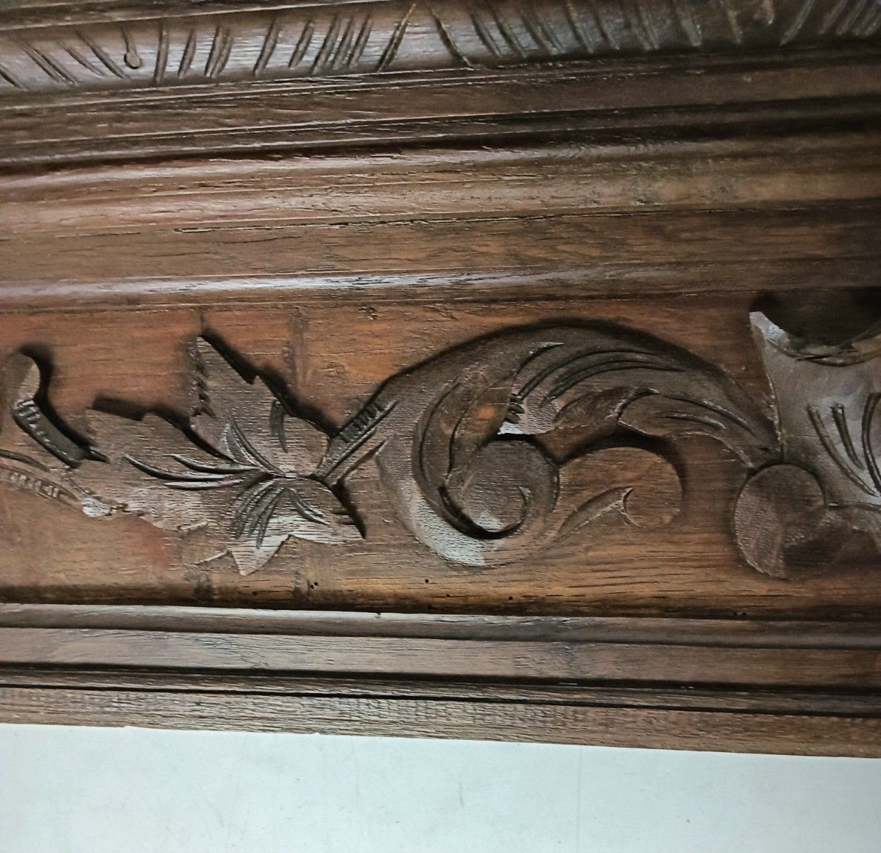 Stunning Ornate Hand Carved Wooden Antique Pediment Over Door Reclaimed Architec photo vintage