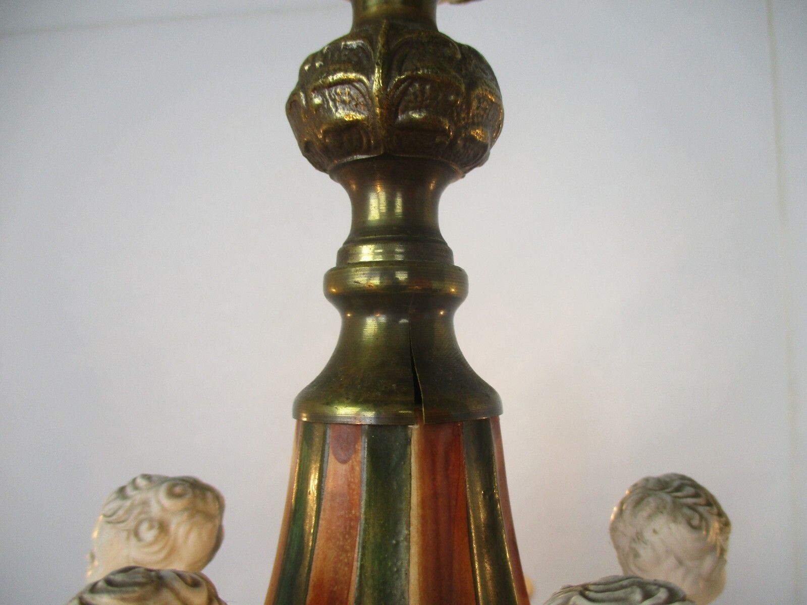 Vintage Capodimonte Style Chandelier 6 Arm Lights Porcelain Putti Cherubs Eros photo Lighting