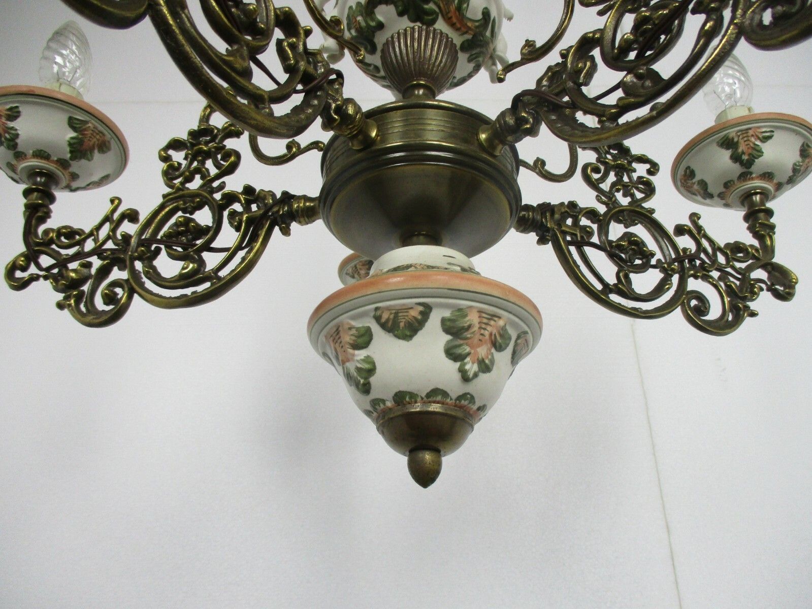 photo for sale Vintage Capodimonte Style Chandelier 6 Arm Lights Porcelain Putti Cherubs Eros