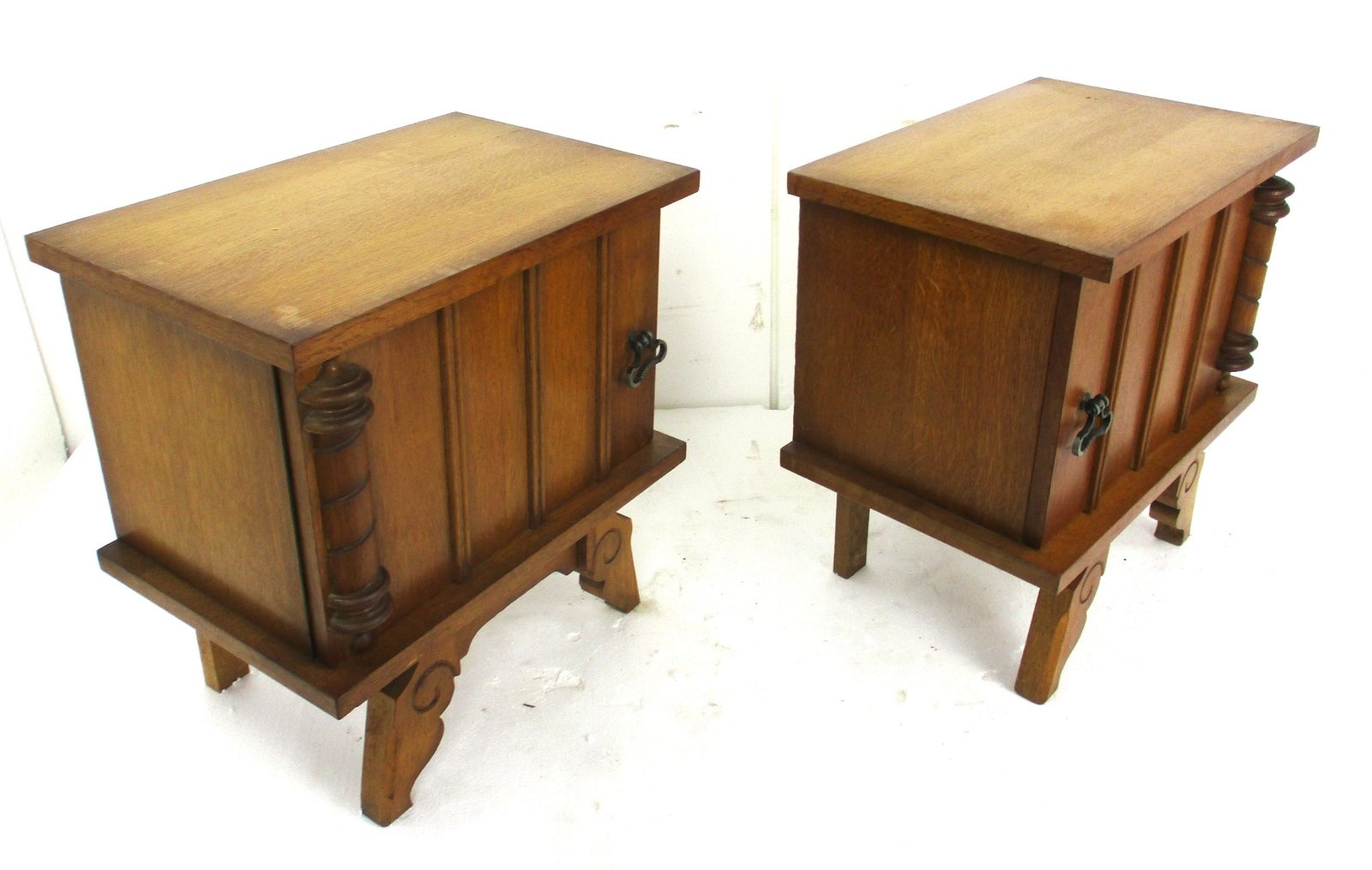 Pair Couple Vintage Nightstands End Tables Dresser 30s Vanity Cabinets Louis XVI photo for sale