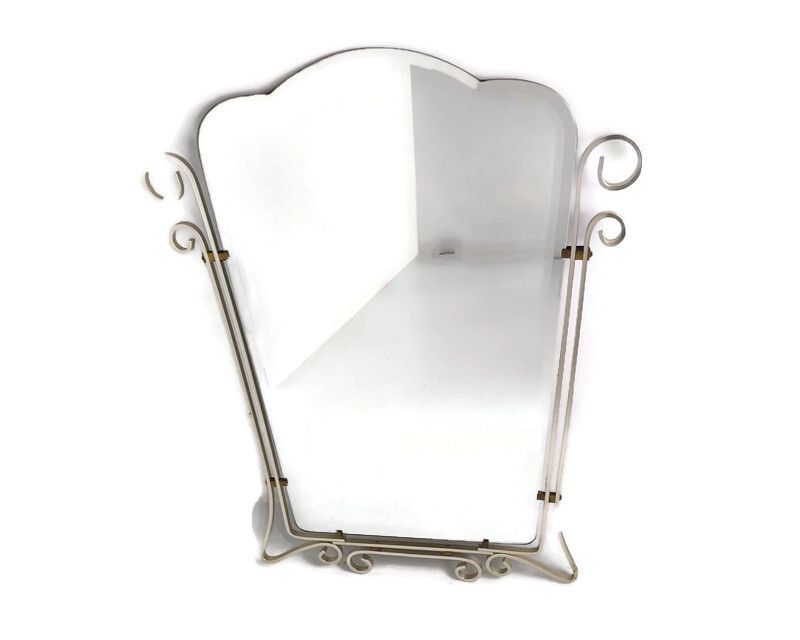 Hallway Bathroom Antique Mirror Chrome Frame Beveled Glass Gorgeous Large