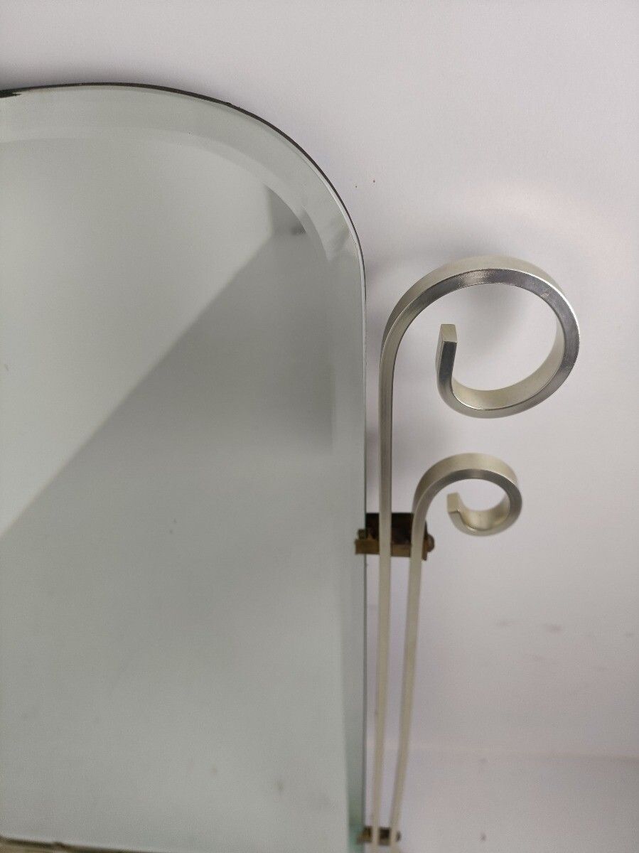 Hallway Bathroom Antique Mirror Chrome Frame Beveled Glass Gorgeous Large photo furniture