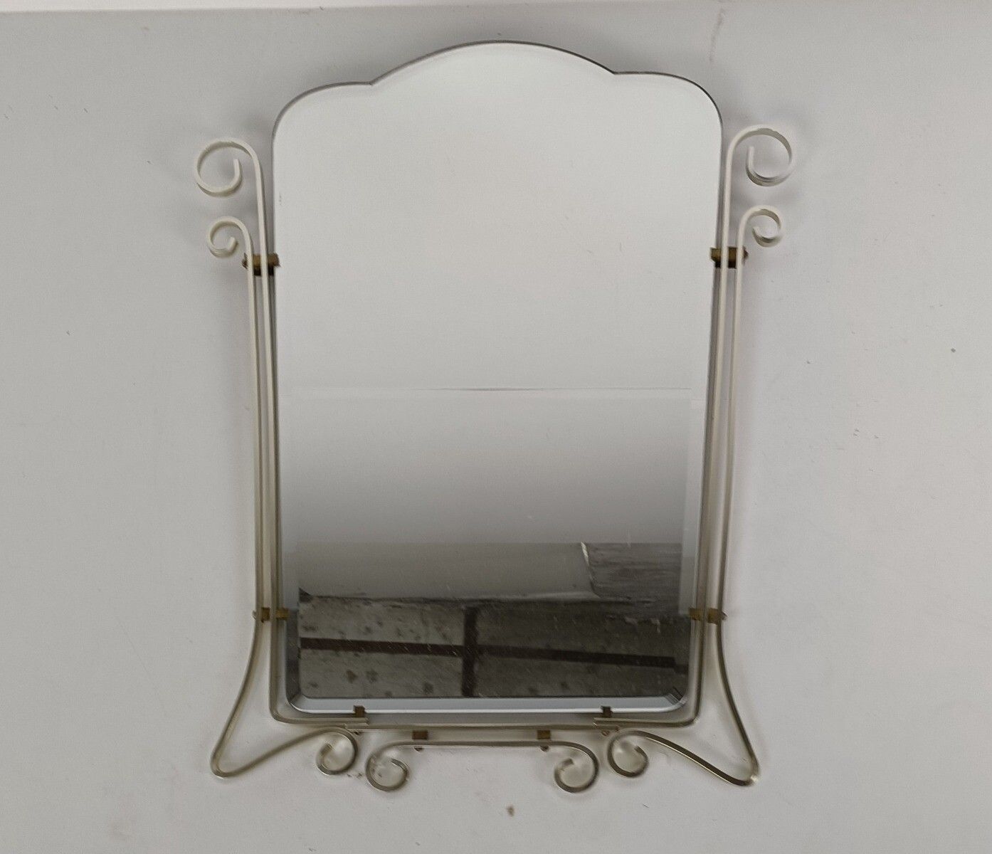 Hallway Bathroom Antique Mirror Chrome Frame Beveled Glass Gorgeous Large photo for sale