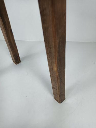 photo furniture Funky Antique Milking Stool Plant Stand Pedestal Carved Wood, France Rustic Side