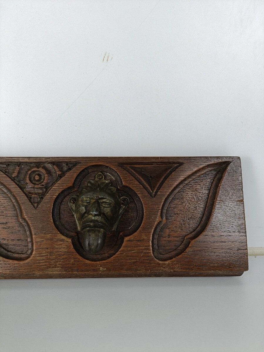 Antique  Gargoyle Pair Corbels Hand Carved Wood  Architectural Reclaimed Trims P photo vinterior