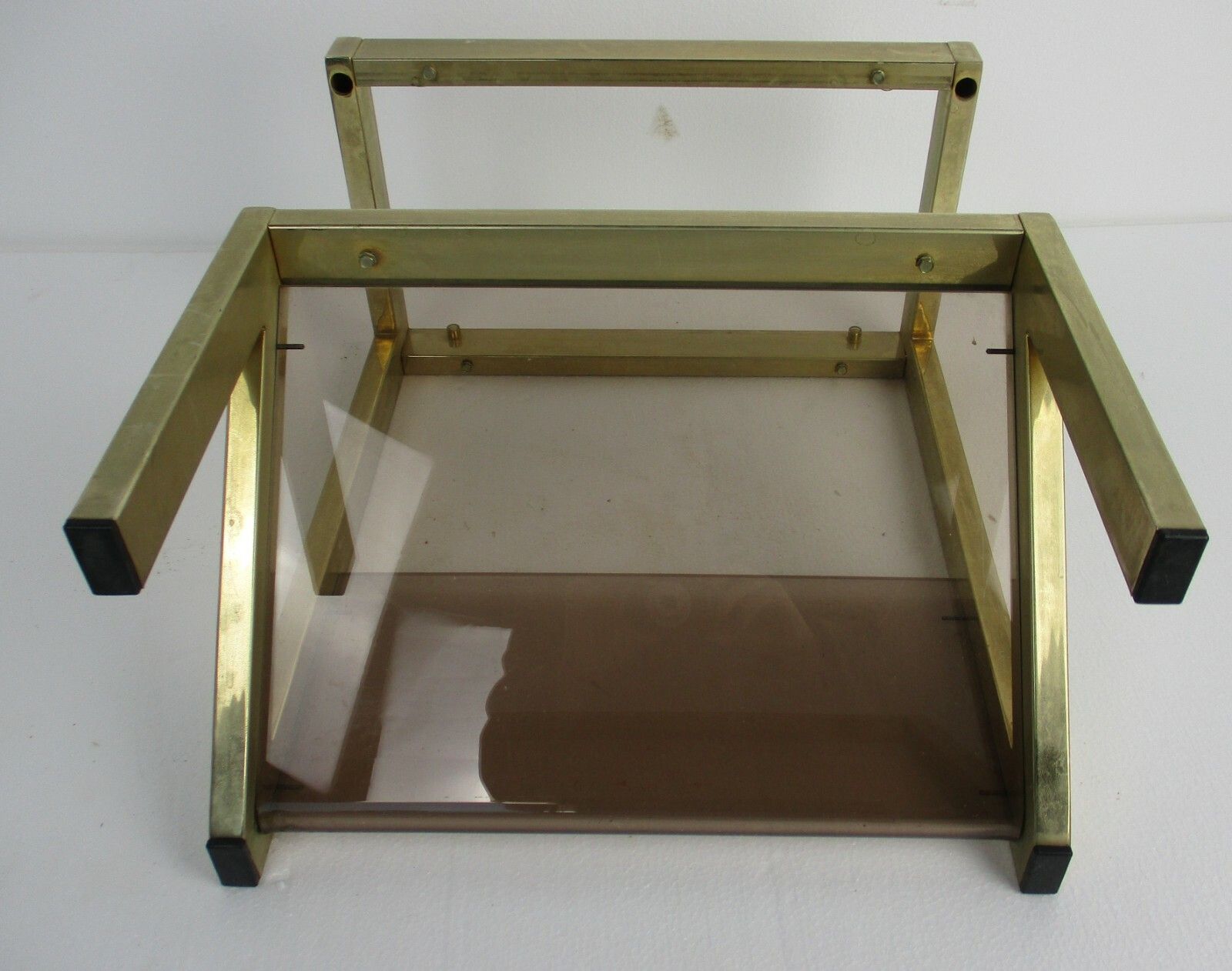 photo furniture Vintage Modernist Magazine Newspaper  Rack Side Table Smoked Glass  Lucite Wow