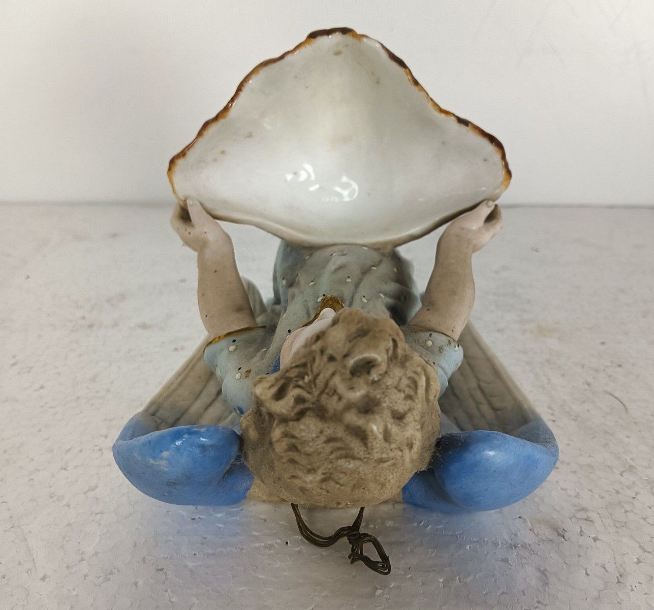 Large Holy Water Font Vessel Antique Marked M&L Angel Wall Hanging Christianity photo buy