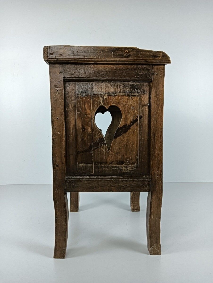 Antique French Country 19th Century Oak  Bedside Table Nightstand Drawer Heart D photo buy