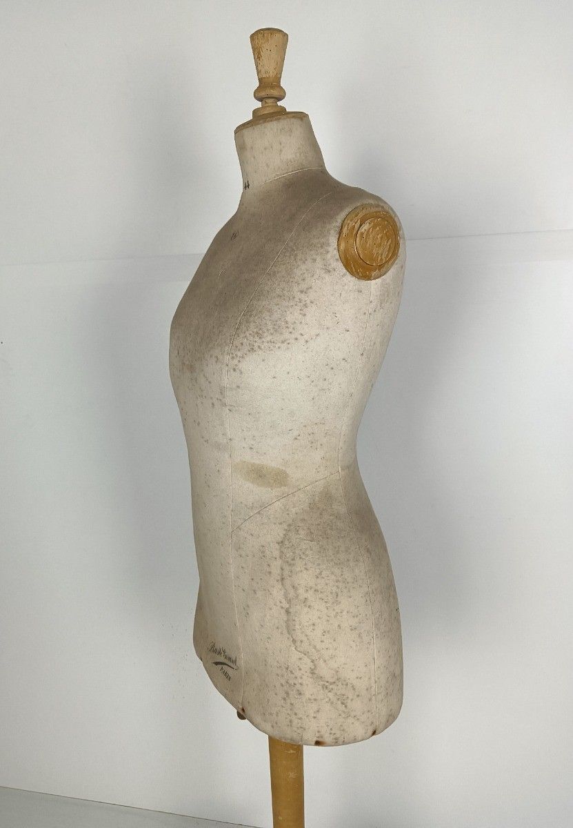 Antique  Mannequin Haute Couture Dress Form Girard Paris Loft Wooden Base photo furniture