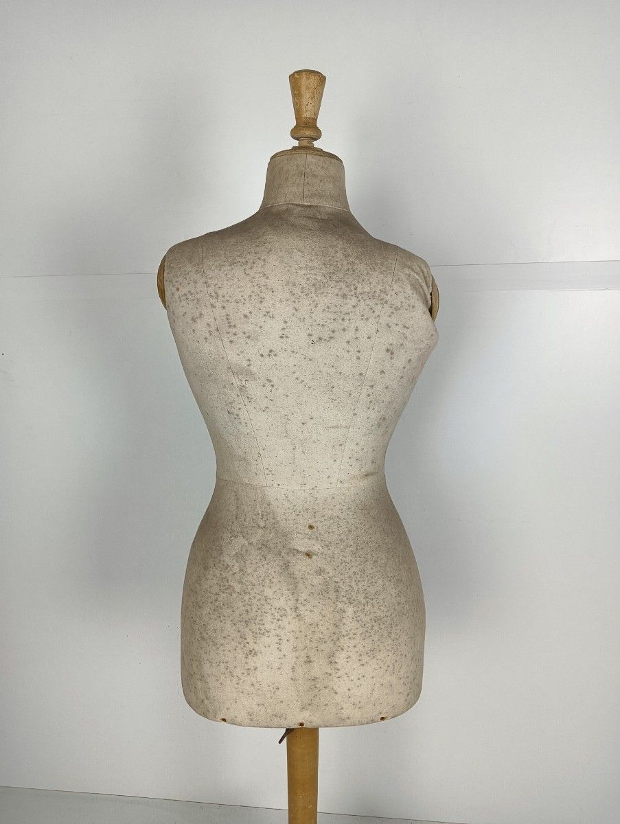 photo for sale Antique  Mannequin Haute Couture Dress Form Girard Paris Loft Wooden Base