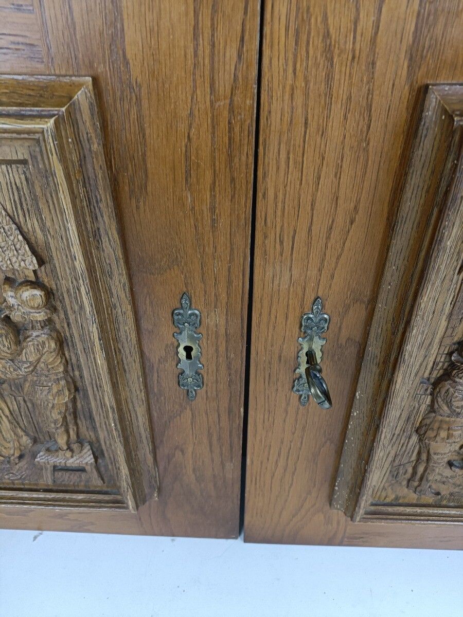Pair Vintage Hand Carved Wood Breughel Door Panels Reclaimed Architectural  Cabi photo vinterior