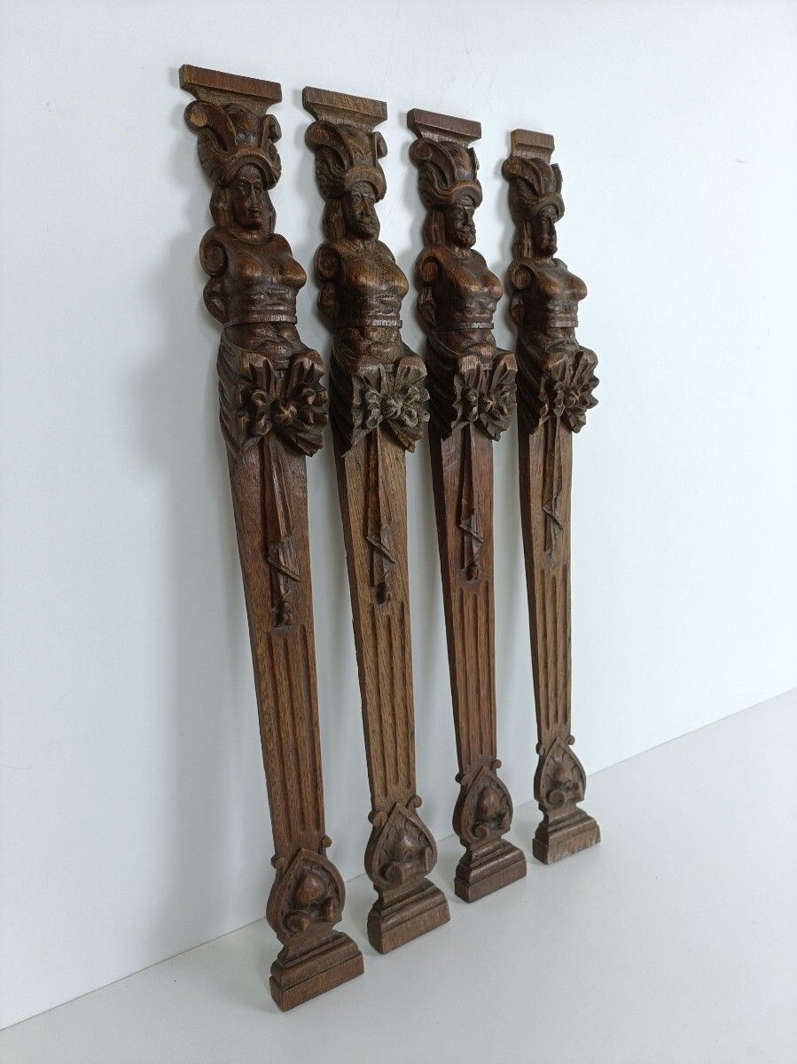 French Breton Style 4 Corbels Hand Carved Wood Panels I Architectural Reclaimed photo for sale
