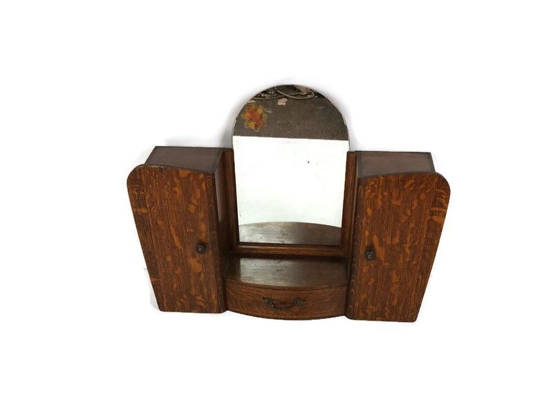 Art Deco Double Antique Hanging Medicine Apothecary Cabinet Kitchen Bathroom Sha
