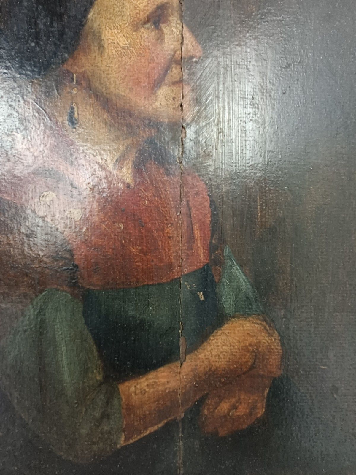 Oil Painting On Wood Gorgeous Plaster  Frame Portrait Of A Lady Antique photo vintage