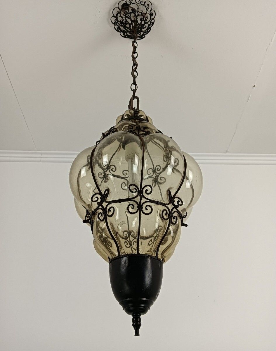 Venetian Caged Glass Alibaba Pendant Chandelier Pendant Vintage Fixture photo furniture