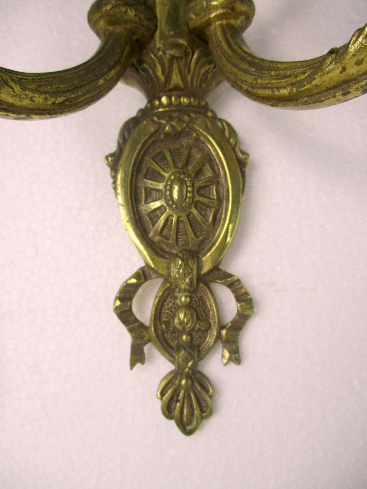 Pair Couple Vintage Ornate  Brass  Two Arm Double Wall Sconces Bows Lovely photo Lighting