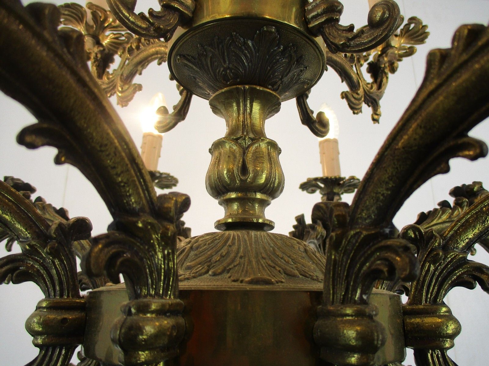 Vintage Chandelier Putti Cherubs Angels 12!! Arm Lights Brass Gorgeous  Two Tier photo vinterior