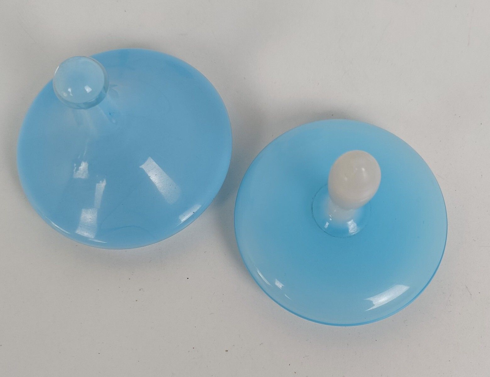 Set Of 3 Azzuro Baby Blue Art Glass Pieces Vase Apothecary Jar Jewelry Trinket B photo for sale