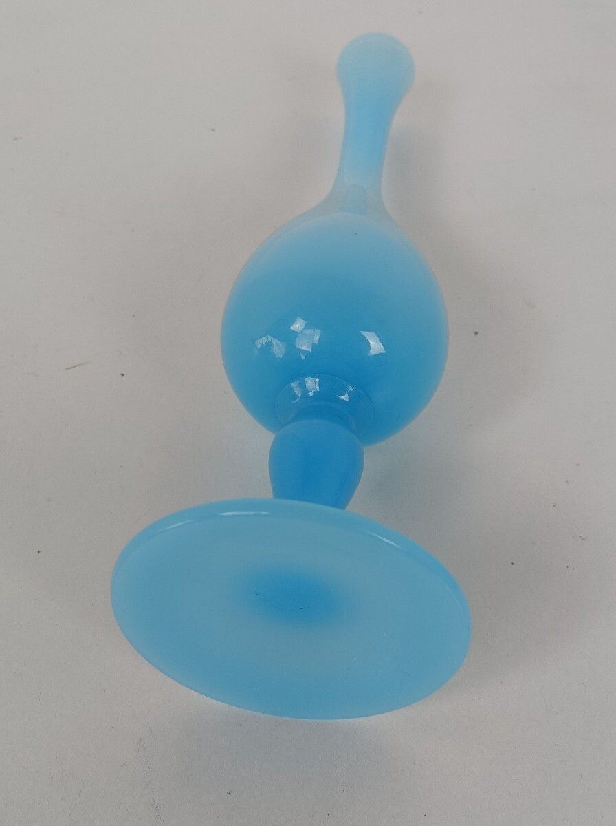 Home Decor Set Of 3 Azzuro Baby Blue Art Glass Pieces Vase Apothecary Jar Jewelry Trinket B photo