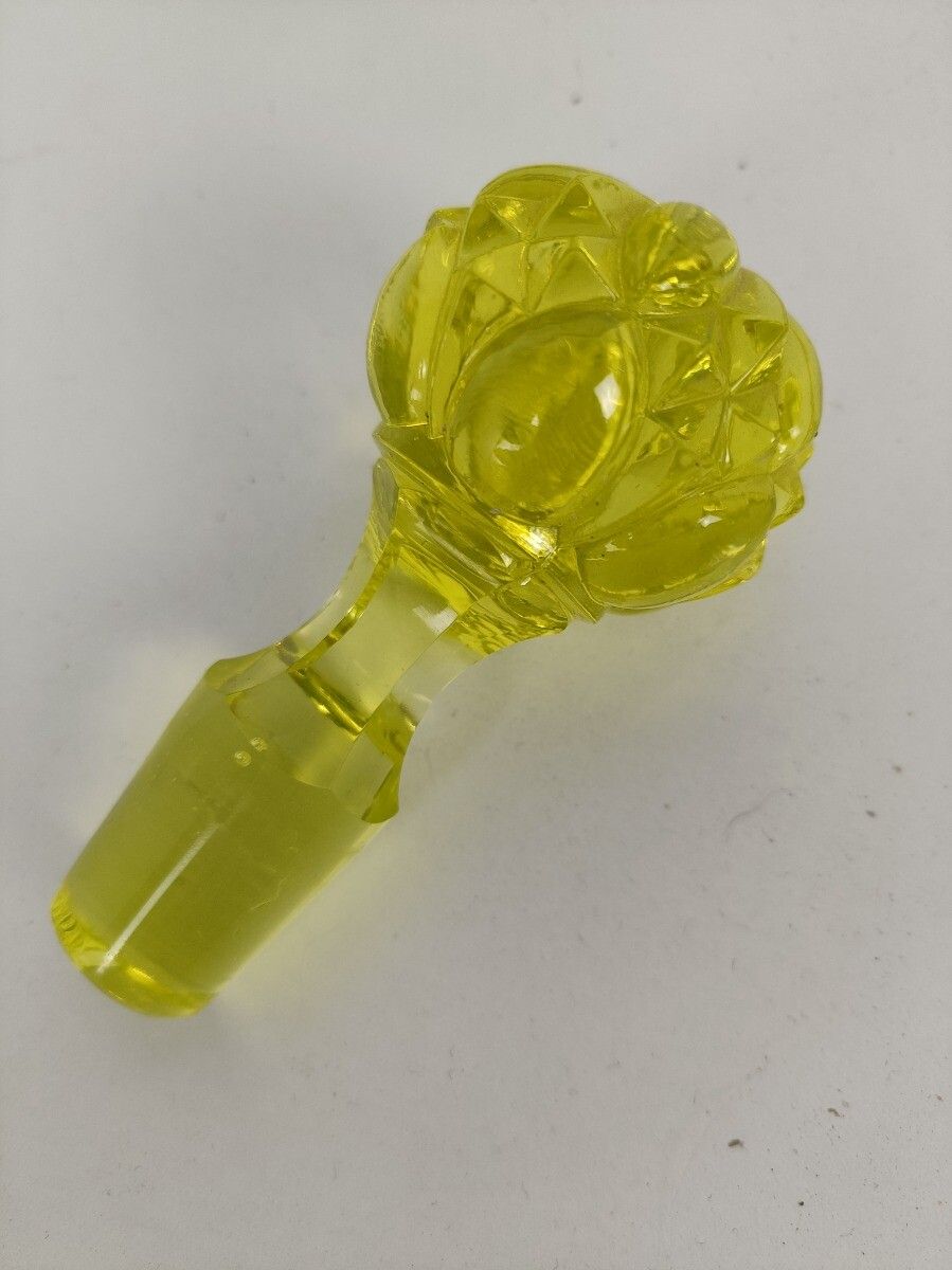 Art Glass Bottle Lidded Art Deco Antique Bubbled Hobnails Glass Yellow Gorgeous photo Home Decor