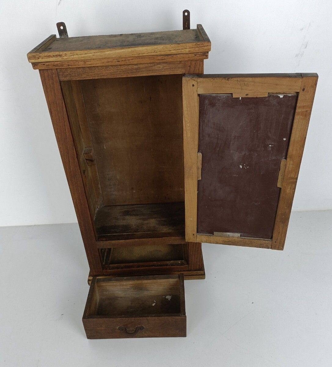 Antique Medicine Apothecary Cabinet Barn Style Ornate Carved Wood Kitchen Bathro photo buy