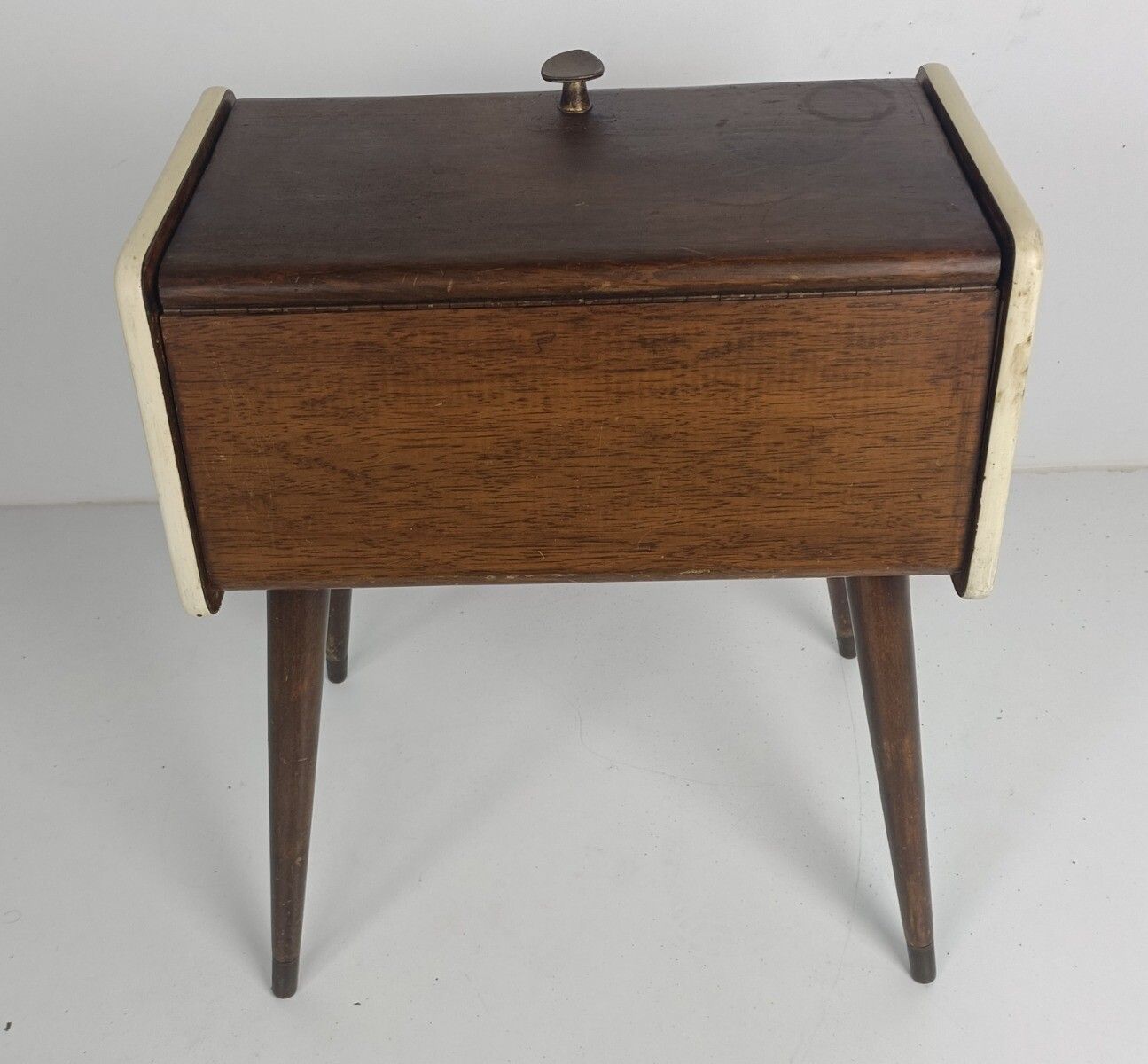 Danish Modern Teak Sewing Quilting Box Organizer Funky Era Eames Htf photo buy