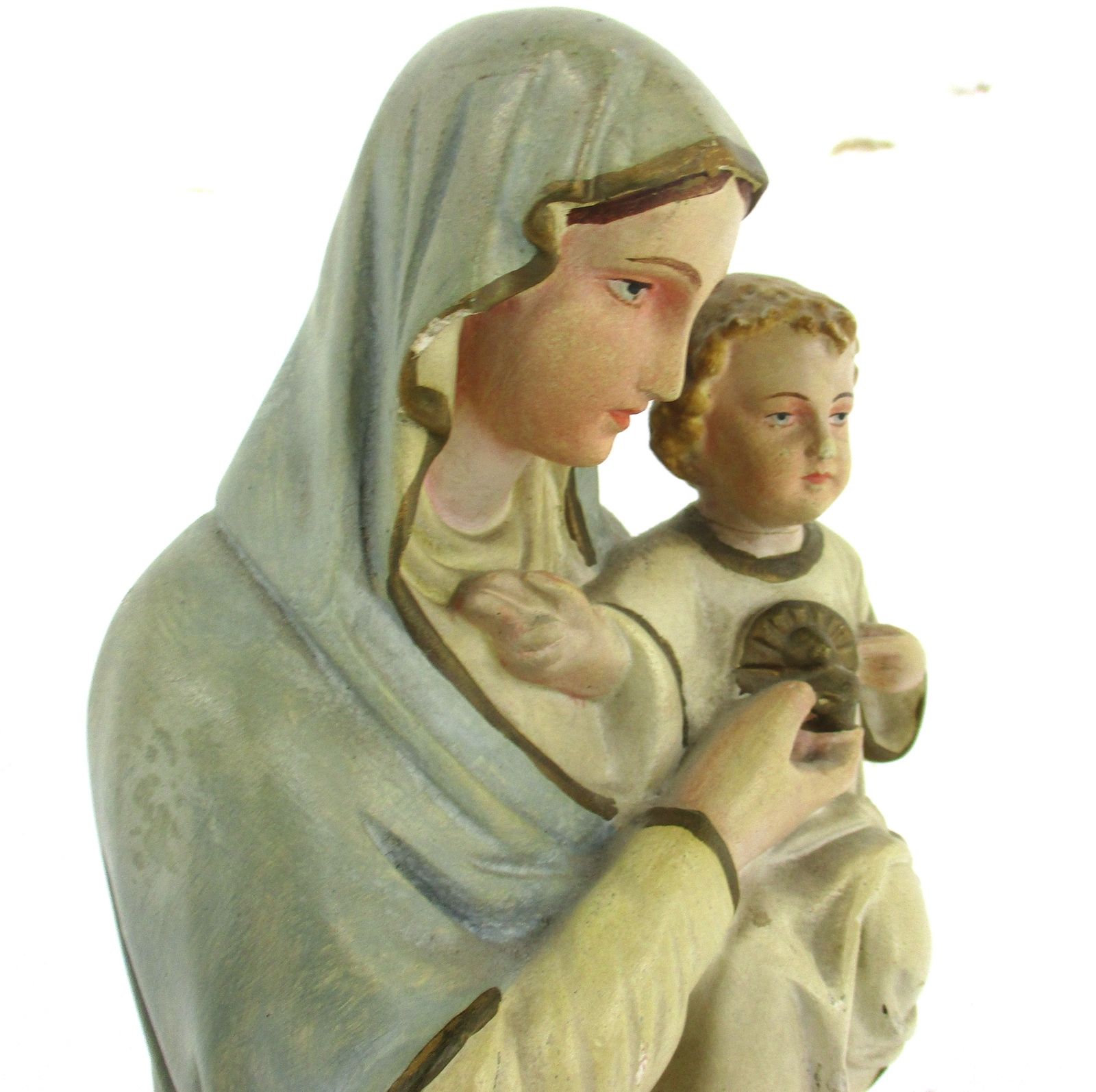 Statue Our Lady Madonna Virgin Mary Infant Jesus  Beautiful Plaster 16.53&Quot photo 146.0