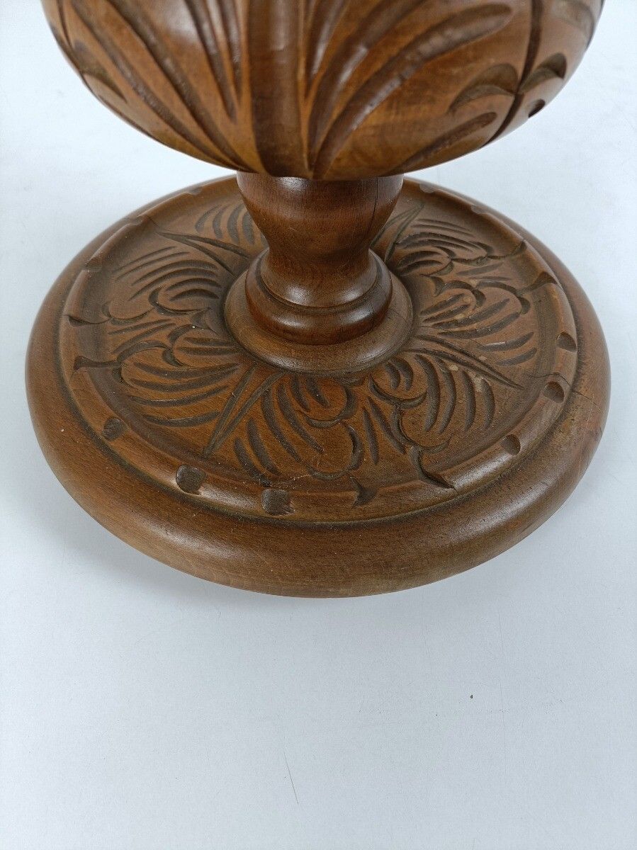 Ornate Carved Wooden Barley Twist Pedestal Hand Carved Wood Wooden Side Table Pl photo 244.0