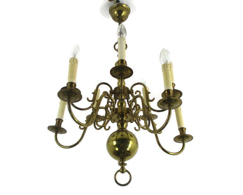 Flemish Dutch Chandelier Style 10 Arm Lights Seahorses Country  Vintage Bronze