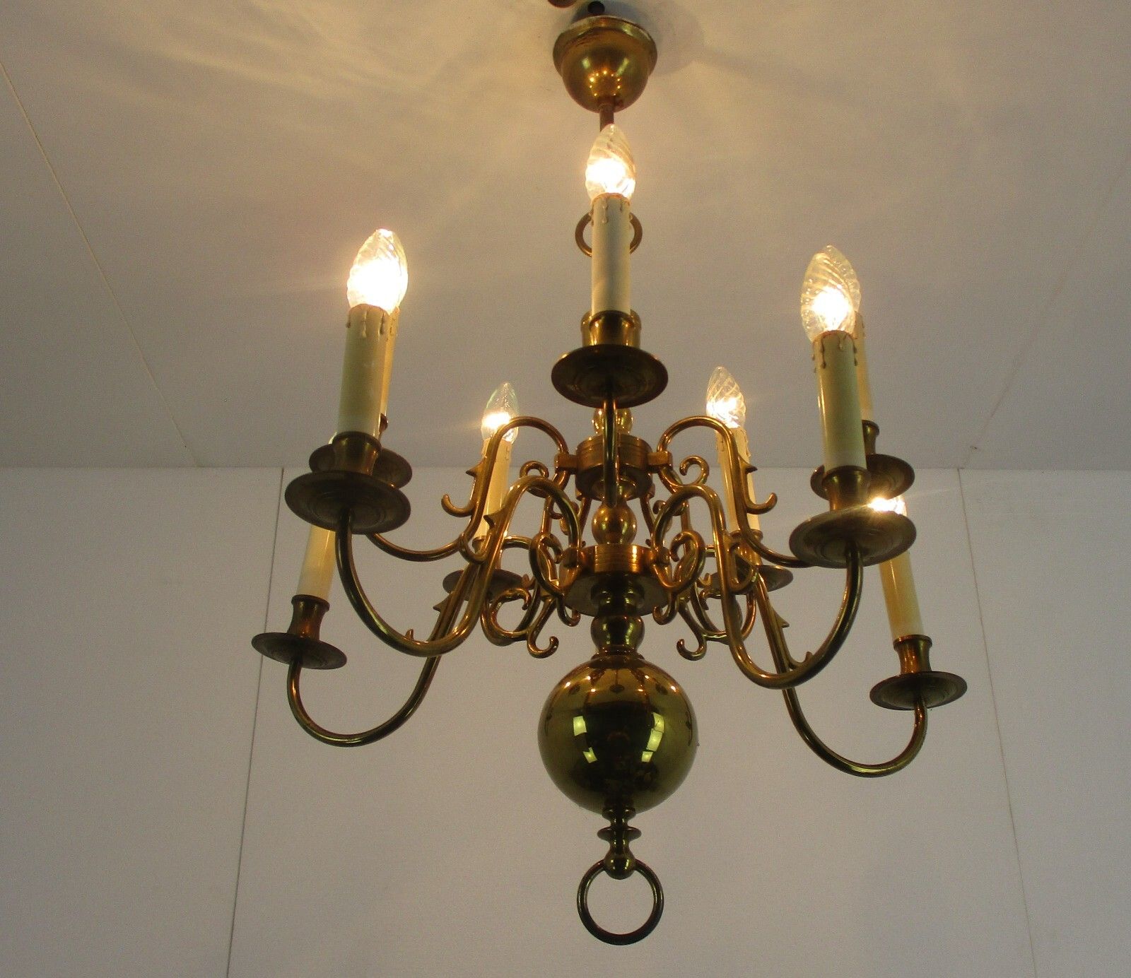 Flemish Dutch Chandelier Style 10 Arm Lights Seahorses Country  Vintage Bronze photo vintage