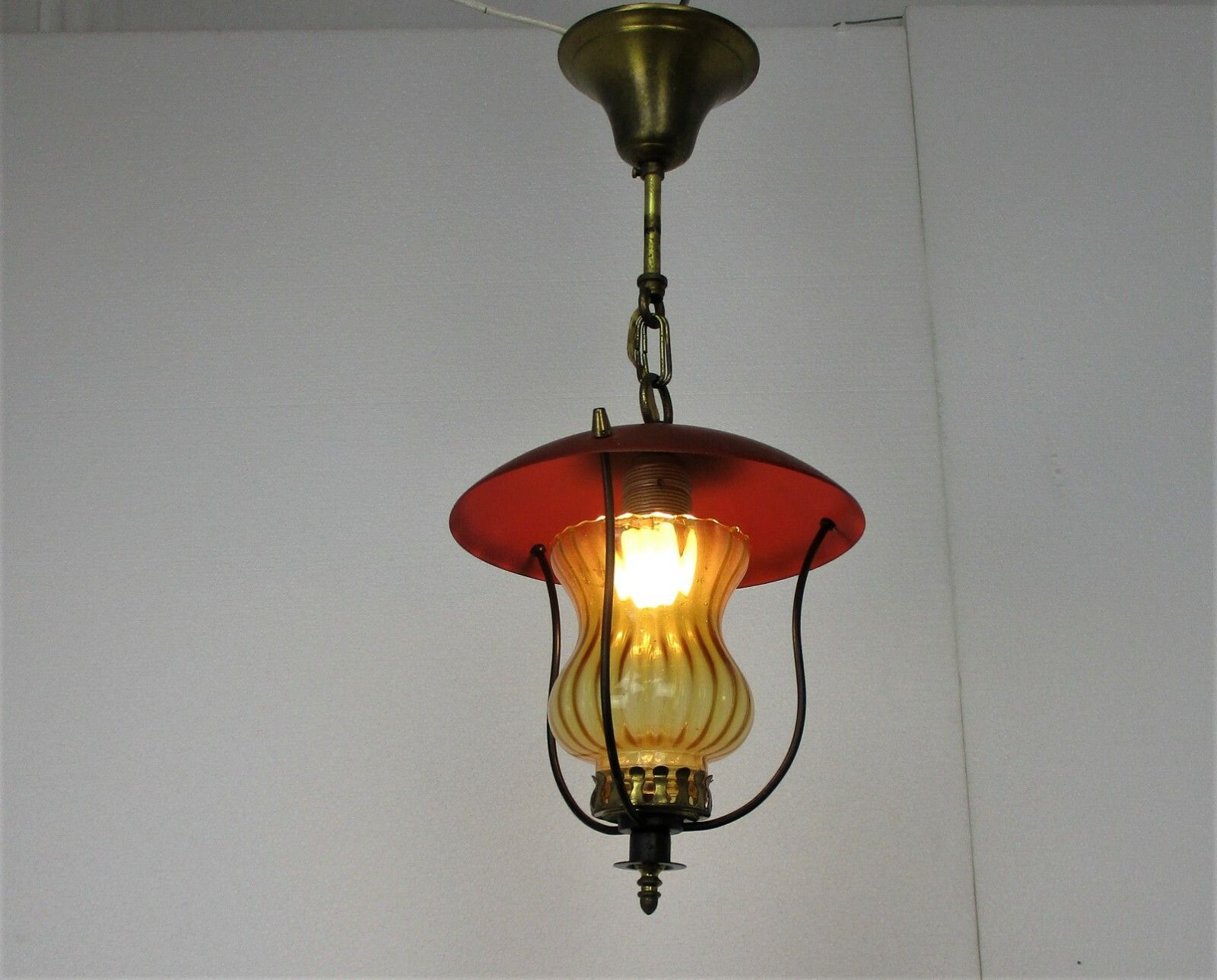 Lantern Ornate Chandelier Pendant Mid Century Modern Amber Art Glass  Vintage photo furniture