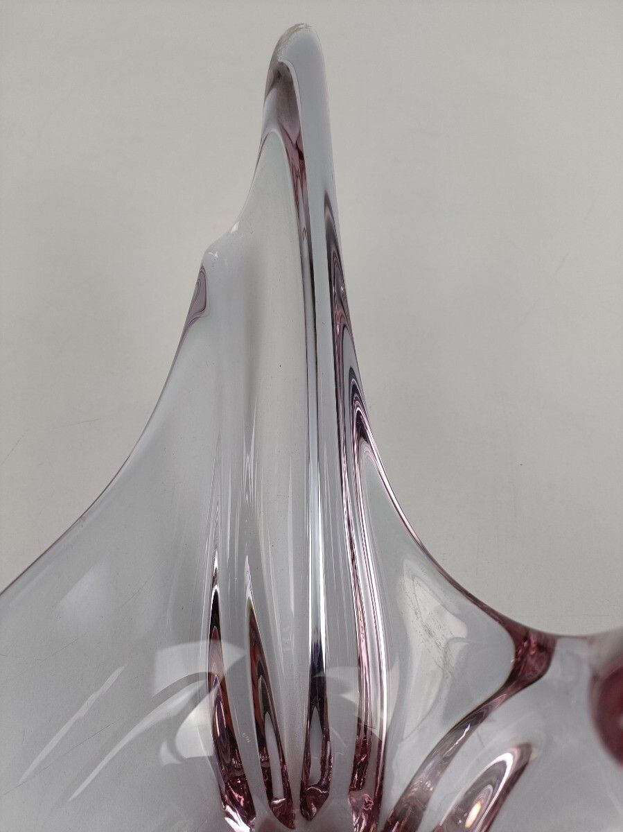 Italian Pink Bowl Dish Centerpiece Murano Seguso Art Glass Modernist Decorative photo vinterior