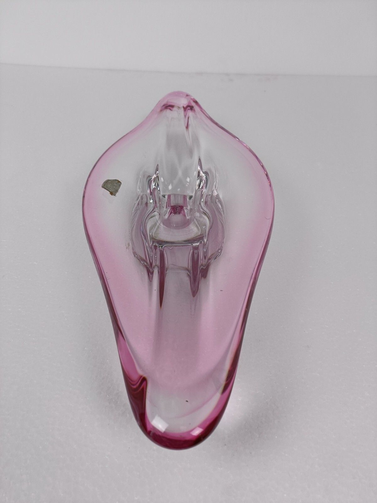 Val St Lambert Belgium Bowl Dish Centerpiece Cranberry Clear Art Glass  Marked photo buy