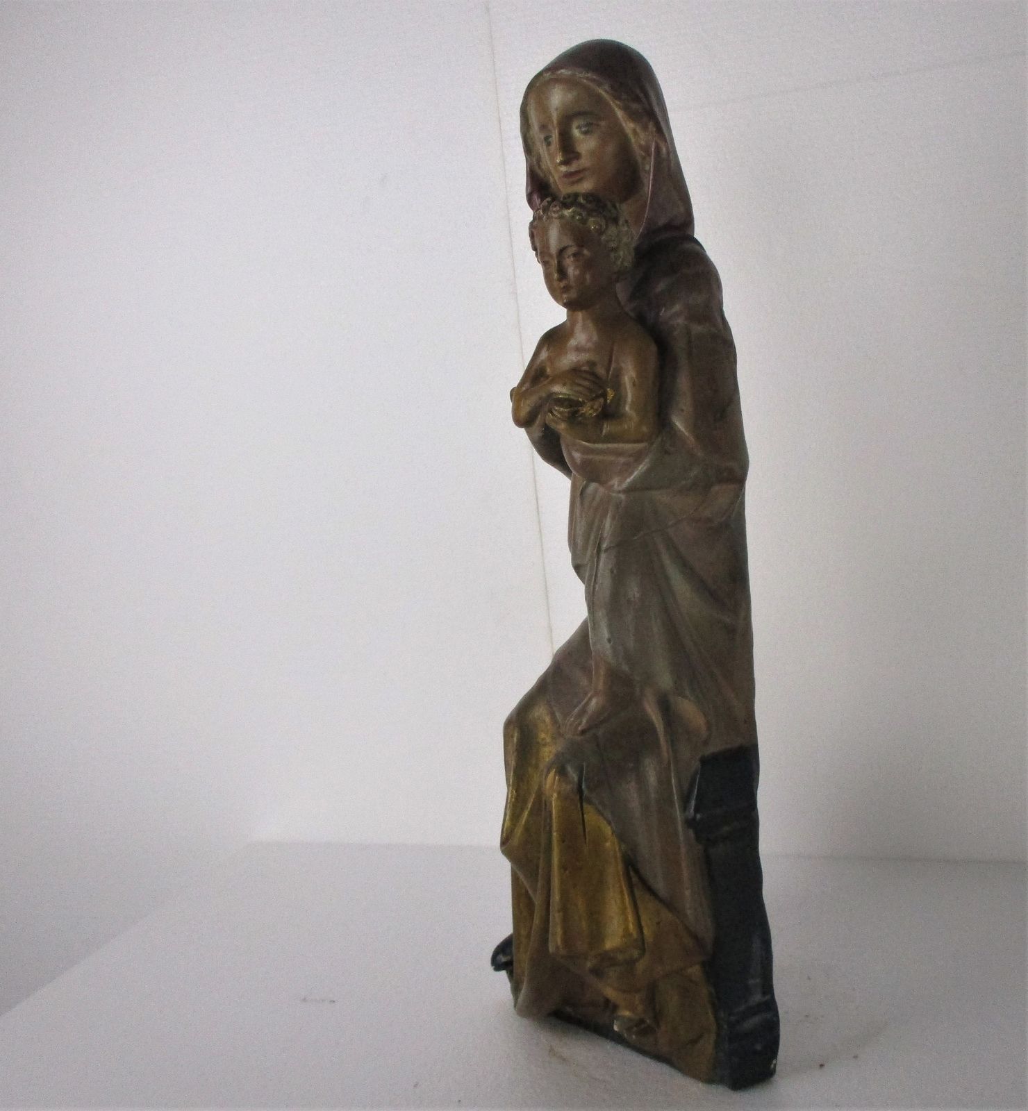 Statue Sitting Our Lady Virgin Mary Infant Jesus Child Sedes Sapientiae Plaster photo 162.0
