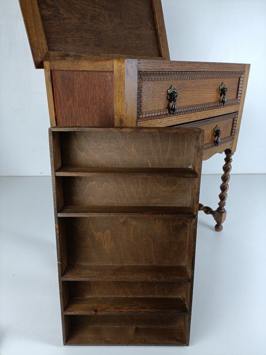 Barley Twist Sewing Quilting Cabinet Desk Table Edwardian Gorgeous Antique Wow photo vinterior