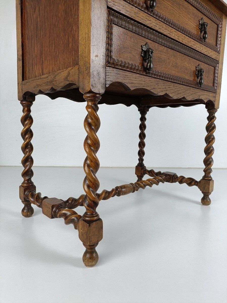 Barley Twist Sewing Quilting Cabinet Desk Table Edwardian Gorgeous Antique Wow photo buy