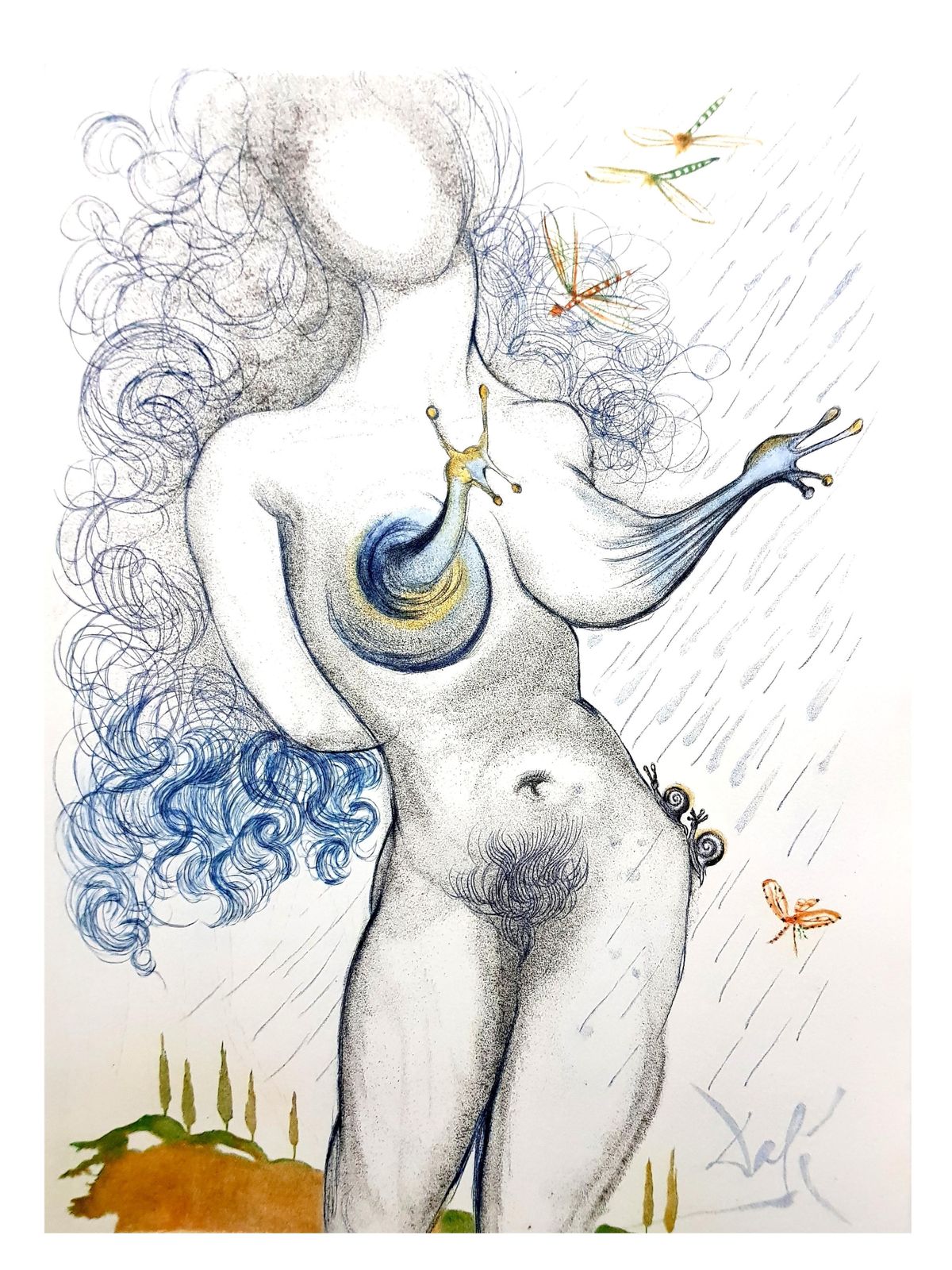 Salvador Dalí­Salvador Dali   Nude With Snails Breats1967 photo vinterior