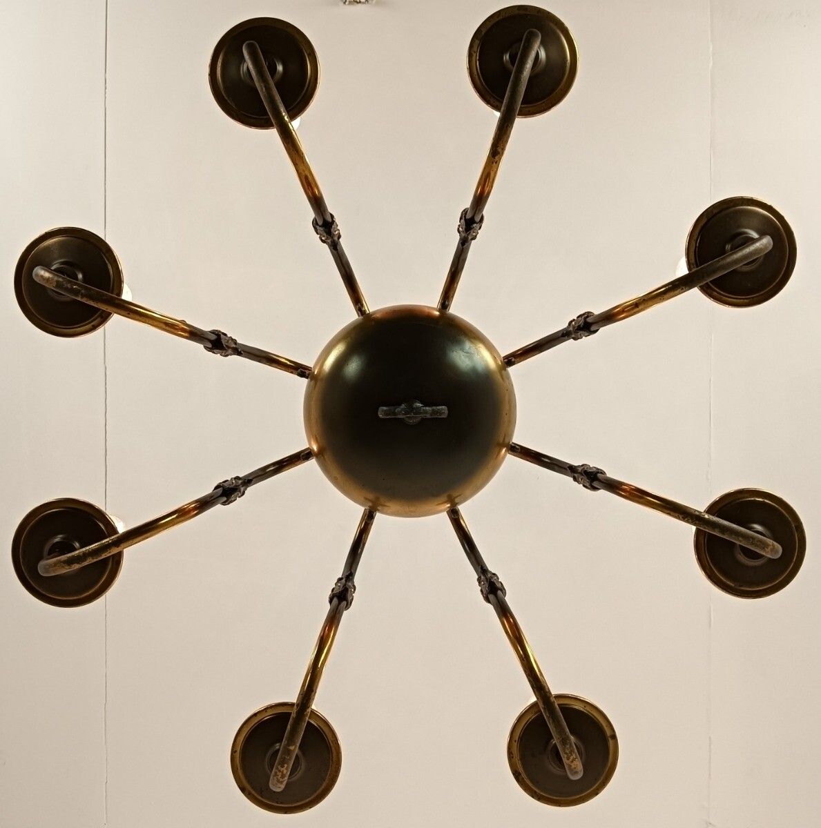 Chandelier Flemish Dutch Brass Ornate 8 Lights Vintage Modernist Barn Farmhouse photo Lighting