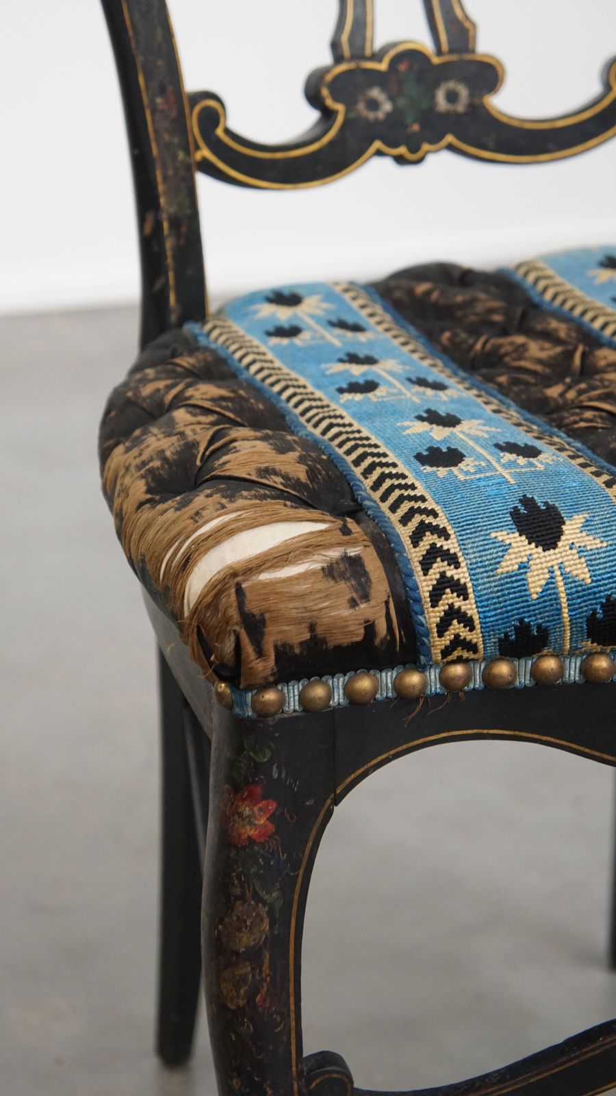 Unique And Elegant Antique French Napoleon 3 Chair Inlaid With Mother Of Pearl photo buy